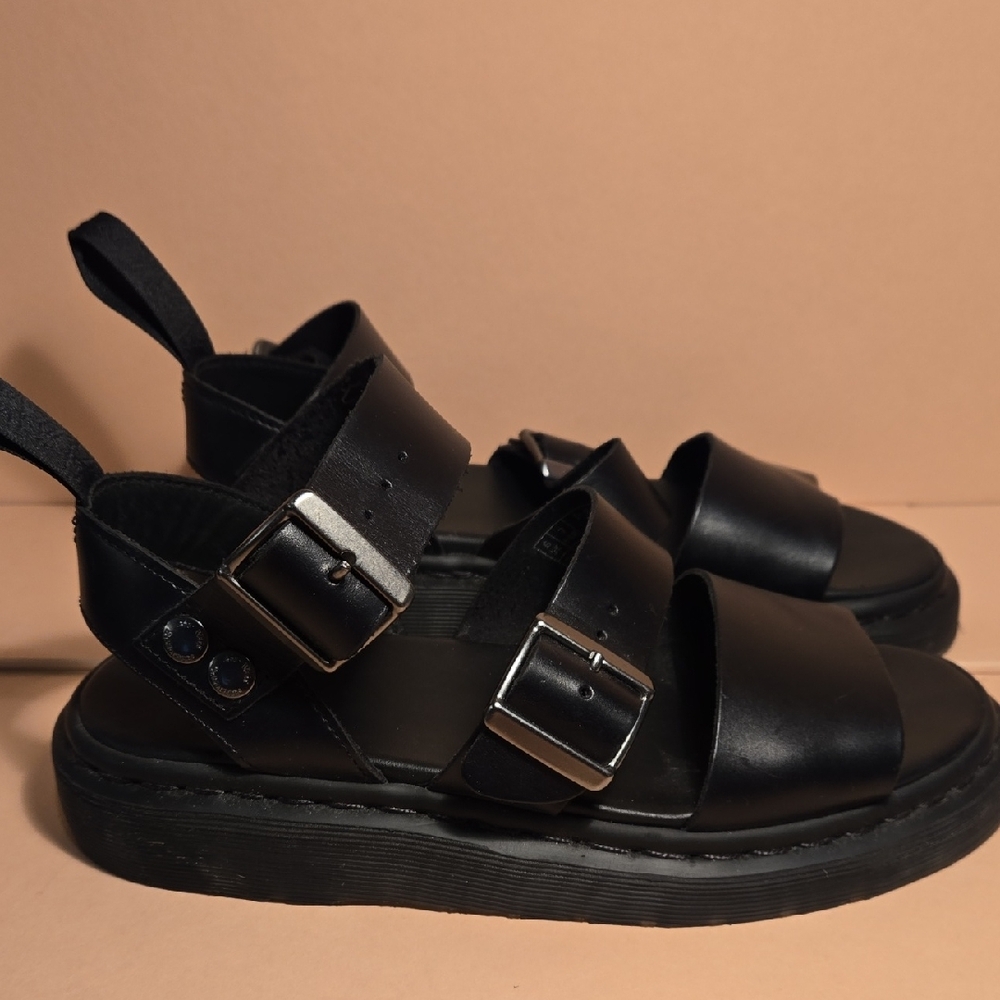 Dr. Martens Black Leather Platform Sandals - Picture 5 of 12